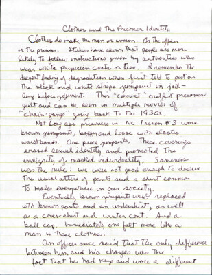 Clothes and the prisoner identity