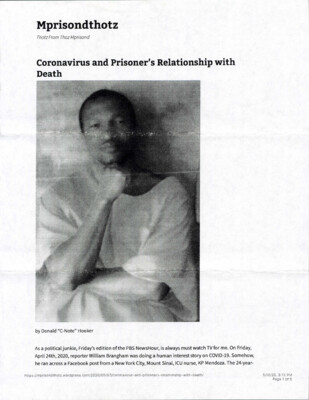 Coronavirus and prisoner's relationship with death