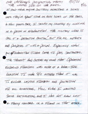 One veteran's perspective from the wrong side of the bars