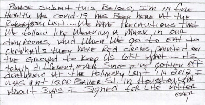 I'm in fine health as covid-19 has been here at the Robertson Unit