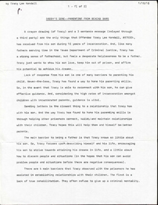 Daddy's gone: Parenting from behind bars