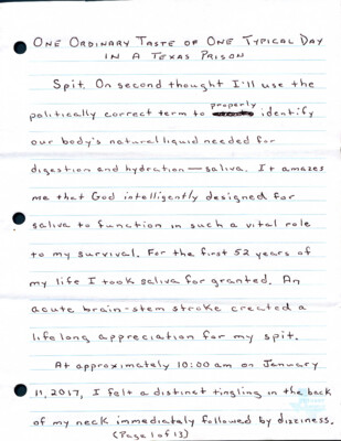 One ordinary taste of one typical day in a Texas prison