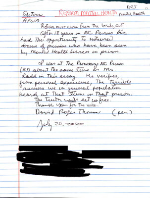 Mental health reform in prison