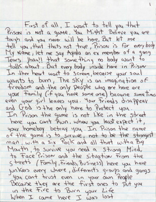 First of all, I want to tell you that prison is not a game