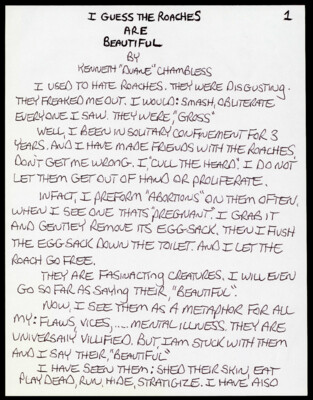 I guess the roaches are beautiful