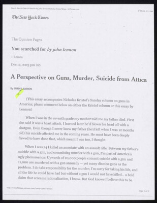 A perspective on guns, murder, suicide from Attica