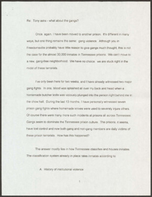 Tony asks - what about the gangs?