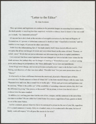 Letter to the editor
