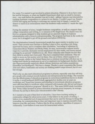 For years, I've wanted to get involved in prison education