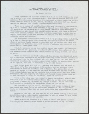 Race / gender / length of hair and natural hairstyles in T.D.C.J.