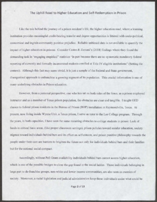 The uphill road to higher education and self-redemption in prison