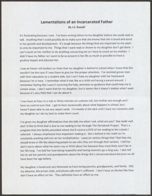 Lamentations of an incarcerated father