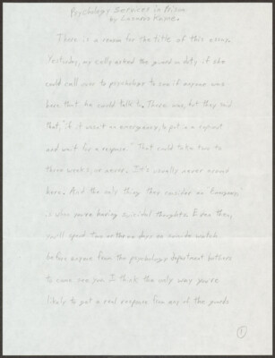 Psychology services in prison