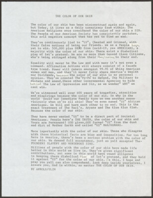 The color of our skin