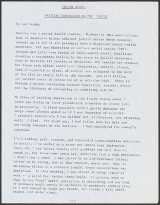 Prison blues: Battling depression on the inside