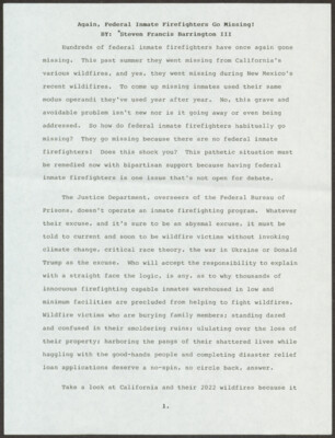 Again, federal inmate firefighters go missing!