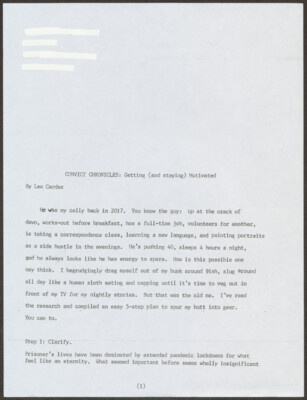 Convict chronicles: Getting (and staying) motivated