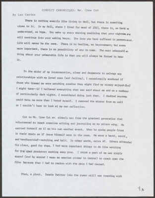 Convict chronicles: Mr. Crew Cut