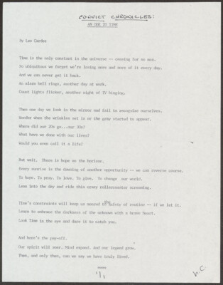 Convict chronicles: An ode to time