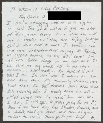 I am a struggling addict once again in jail