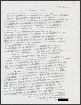 The reality of things