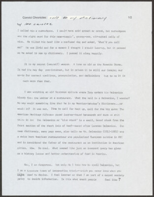 Convict chronicles: Ode to my dictionary