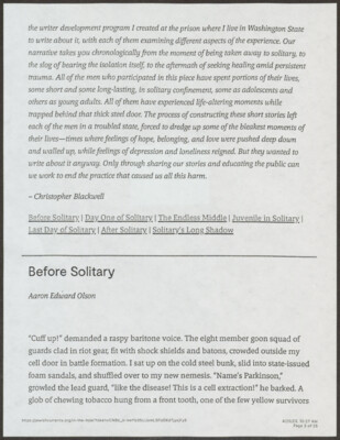 Before solitary