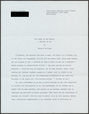 The power in the phrase: I believe in you