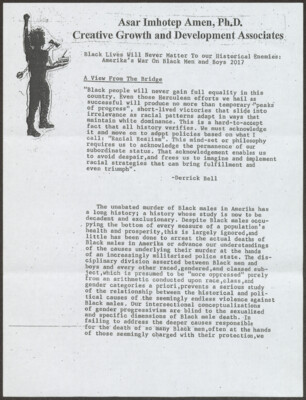 Black lives will never matter to our historical enemies: Amerika's war on Black men and boys