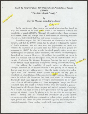 Death by incarceration: Life without the possibility of parole (LWOP), "the other death penalty"